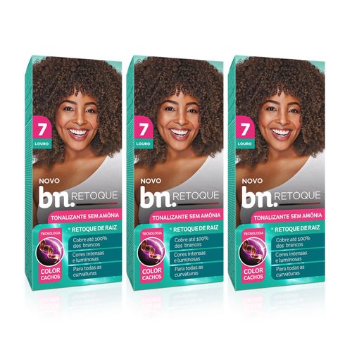 Kit Tonalizante Louro 7.0 Sem Amônia 90g (3 itens) | bn.Cachos Kit Tonalizante Louro 7.0 Sem Amônia 90g (3 itens) | bn.Cachos